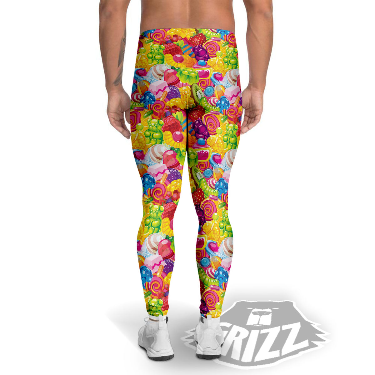 Jelly And Candy Print Pattern Men's Leggings-grizzshop