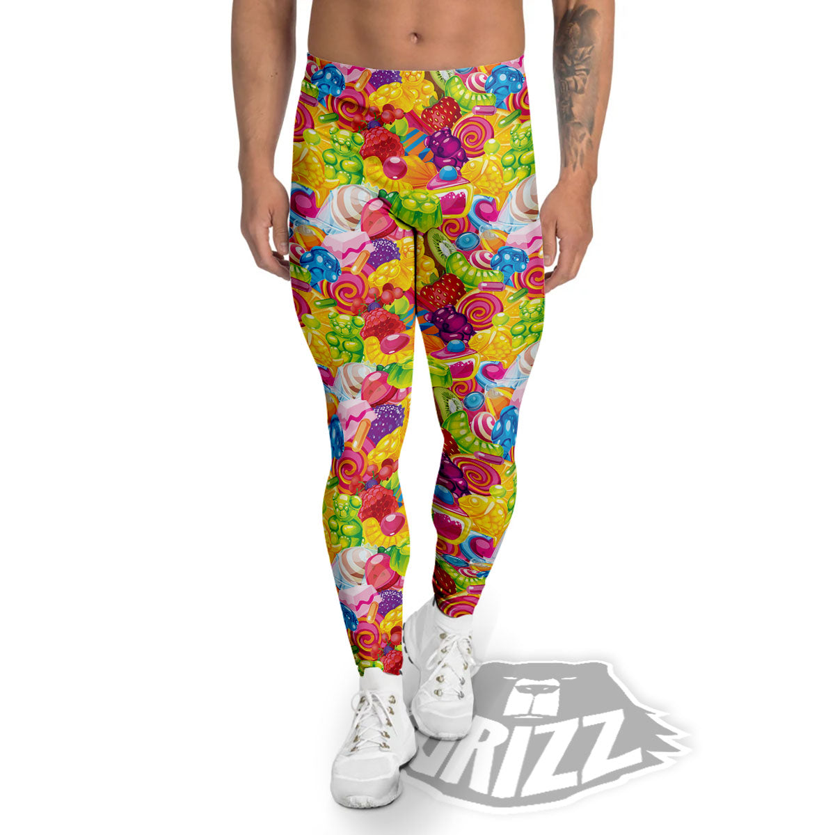 Jelly And Candy Print Pattern Men's Leggings-grizzshop