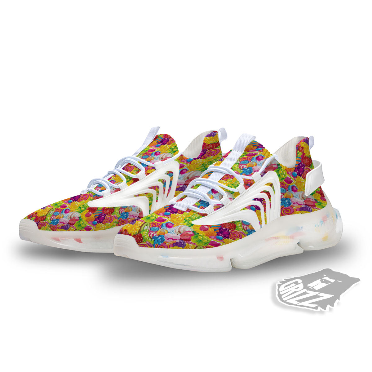 Jelly And Candy Print Pattern White Gym Shoes-grizzshop