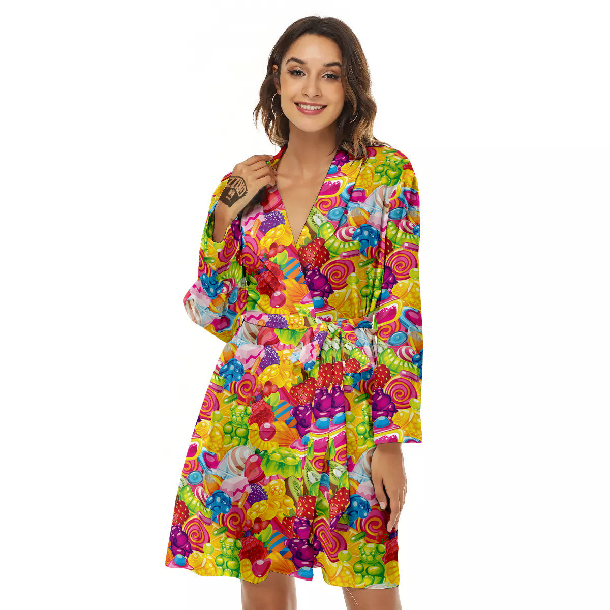 Jelly And Candy Print Pattern Women's Robe-grizzshop