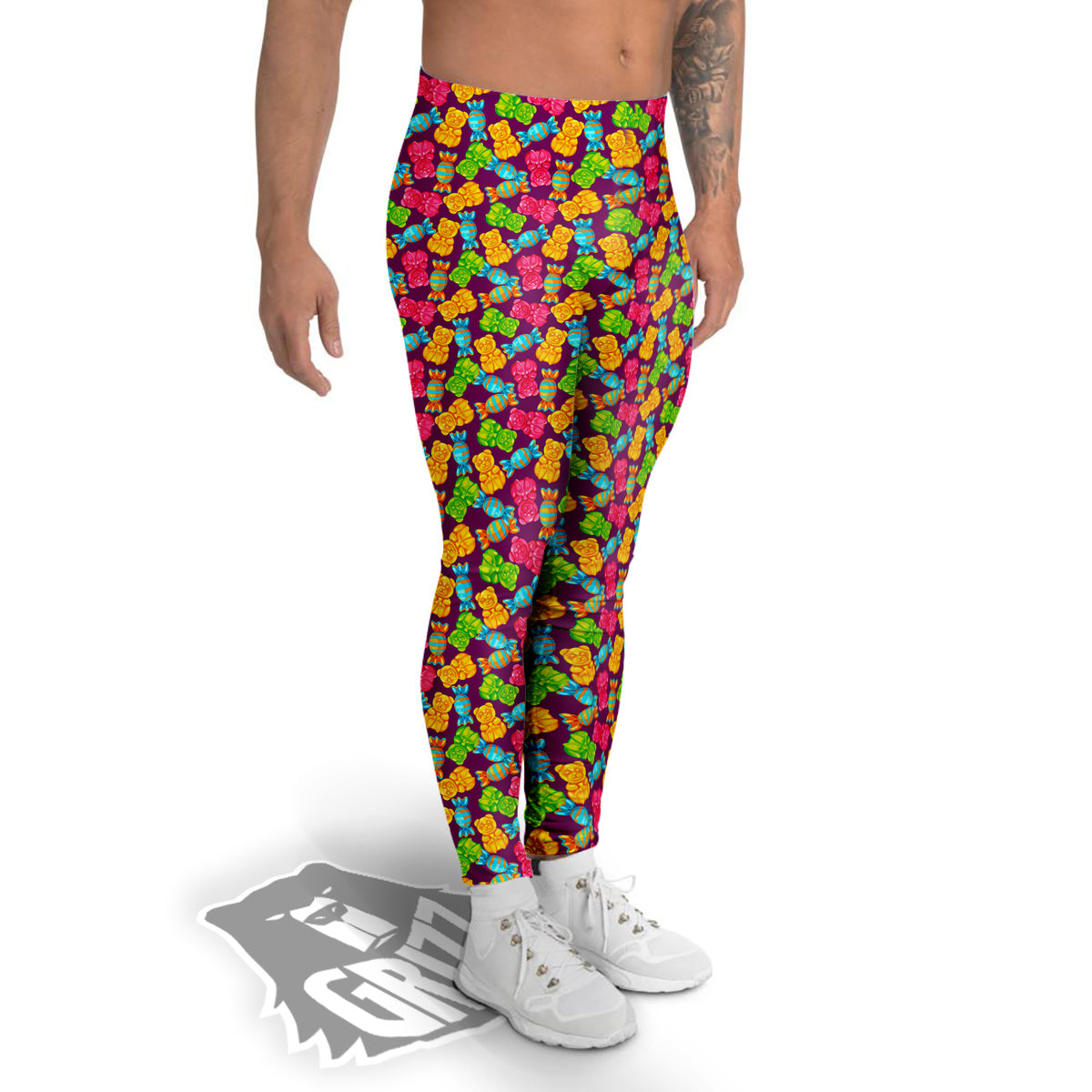 Jelly And Colorful Candy Print Men's Leggings-grizzshop
