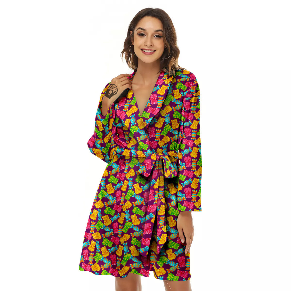 Jelly And Colorful Candy Print Women's Robe-grizzshop