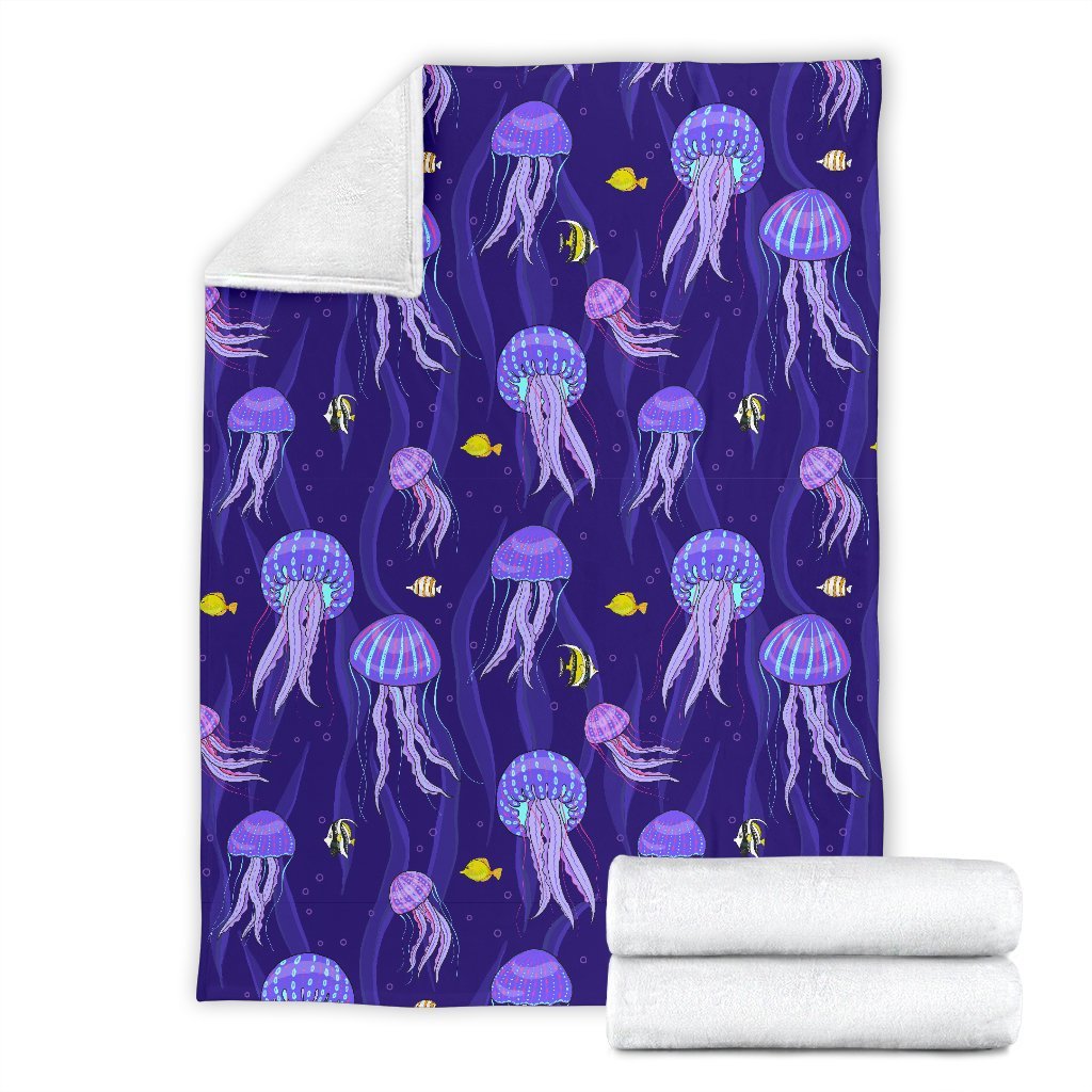 Jellyfish Cartoon Print Pattern Blanket-grizzshop