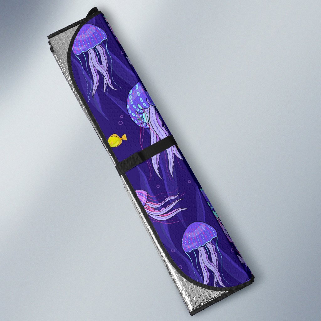 Jellyfish Cartoon Print Pattern Car Sun Shade-grizzshop