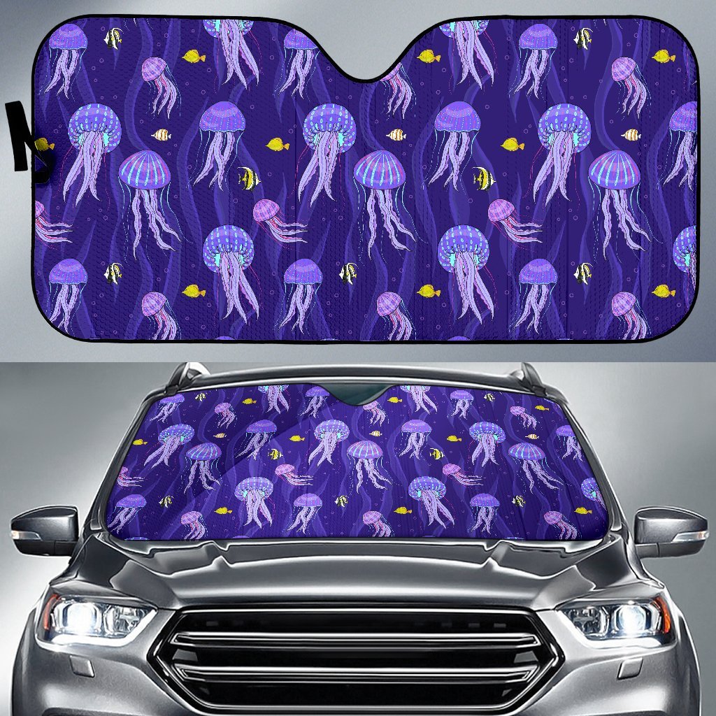 Jellyfish Cartoon Print Pattern Car Sun Shade-grizzshop