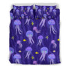 Jellyfish Cartoon Print Pattern Duvet Cover Bedding Set-grizzshop