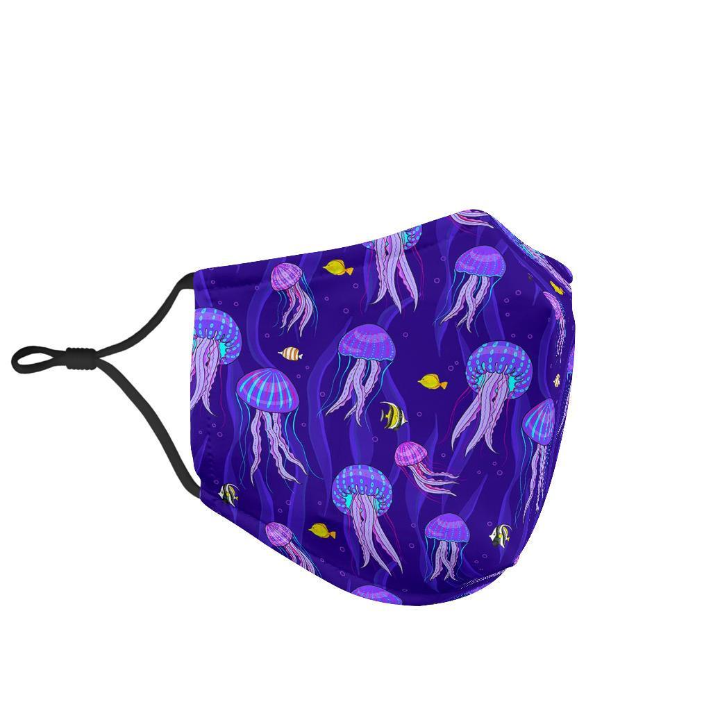 Jellyfish Cartoon Print Pattern Face Mask-grizzshop