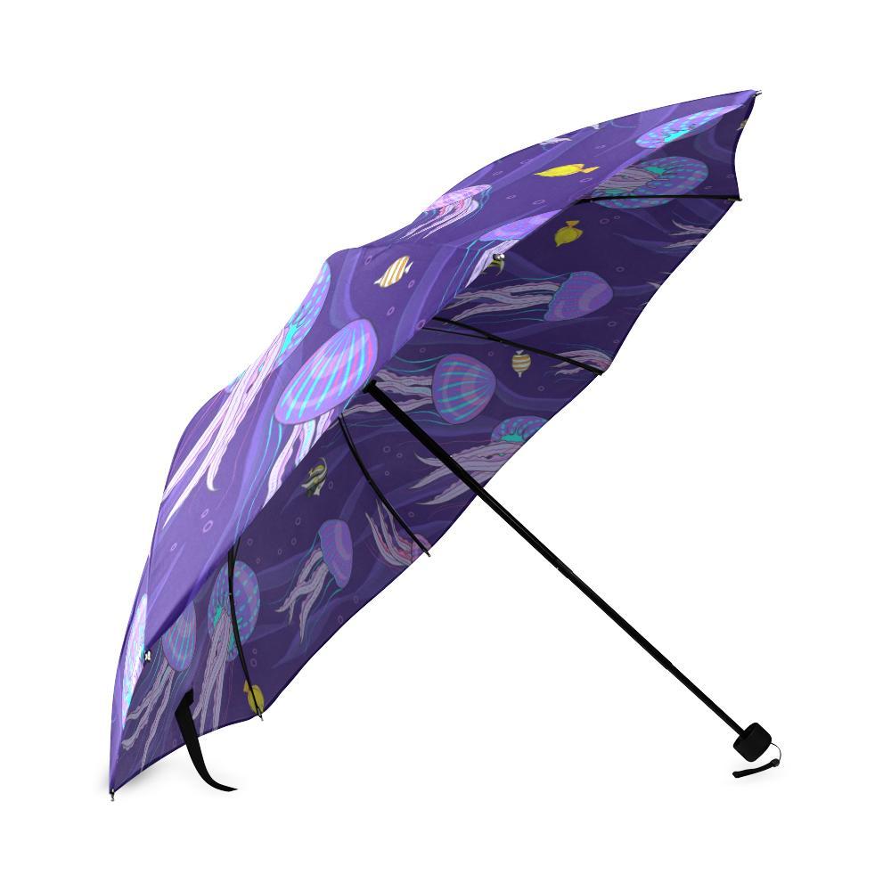 Jellyfish Cartoon Print Pattern Foldable Umbrella-grizzshop
