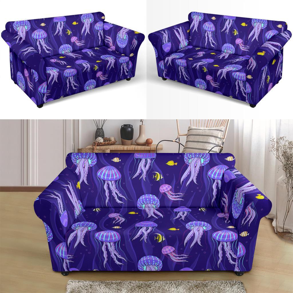 Jellyfish Cartoon Print Pattern Loveseat Cover-grizzshop