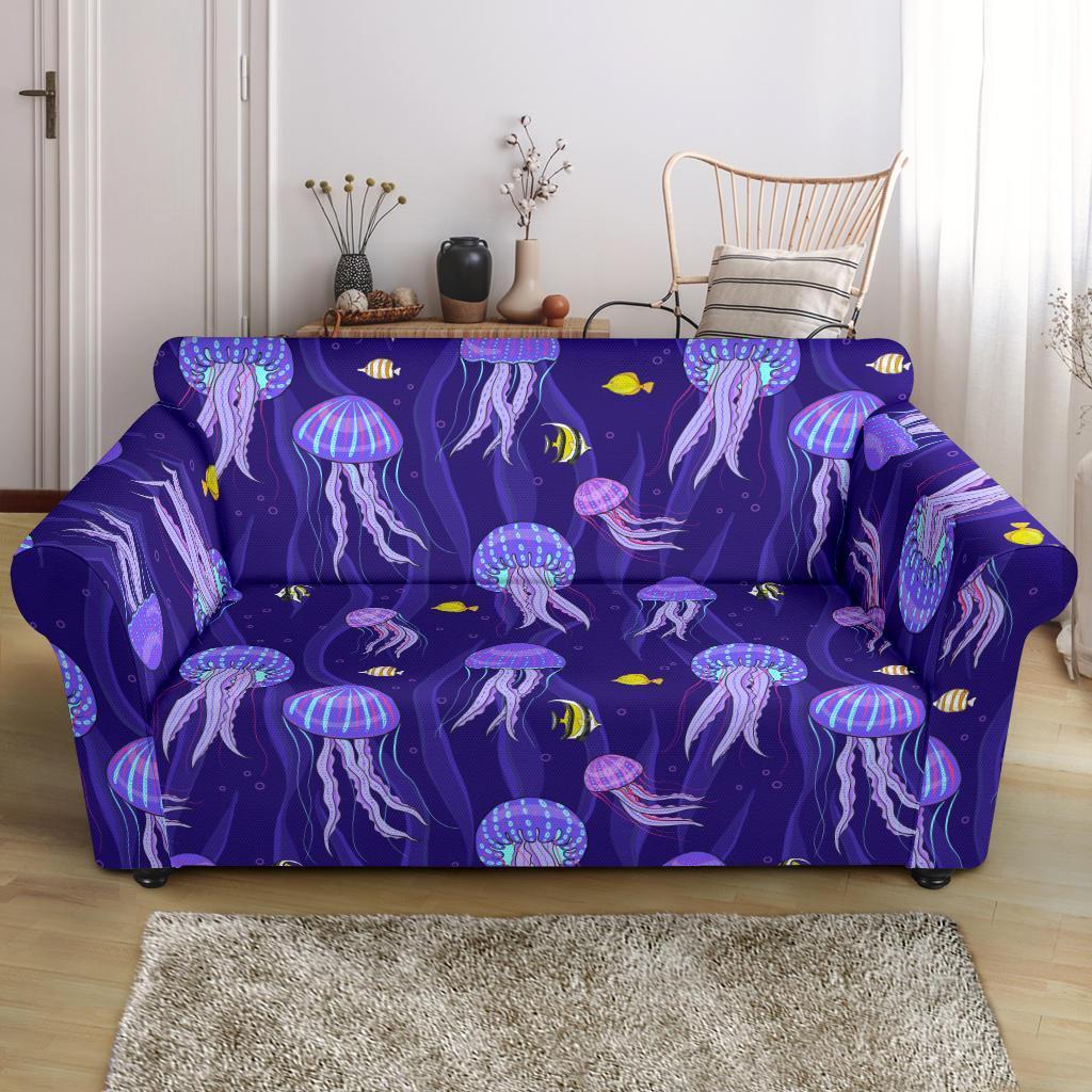 Jellyfish Cartoon Print Pattern Loveseat Cover-grizzshop