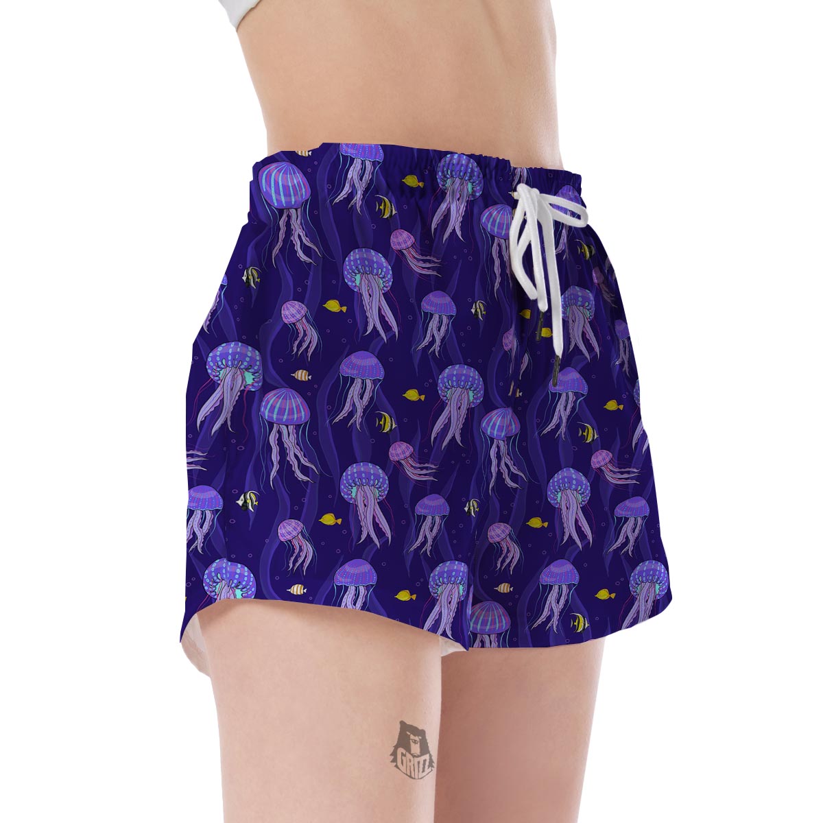 Jellyfish Cartoon Print Pattern Women's Shorts-grizzshop