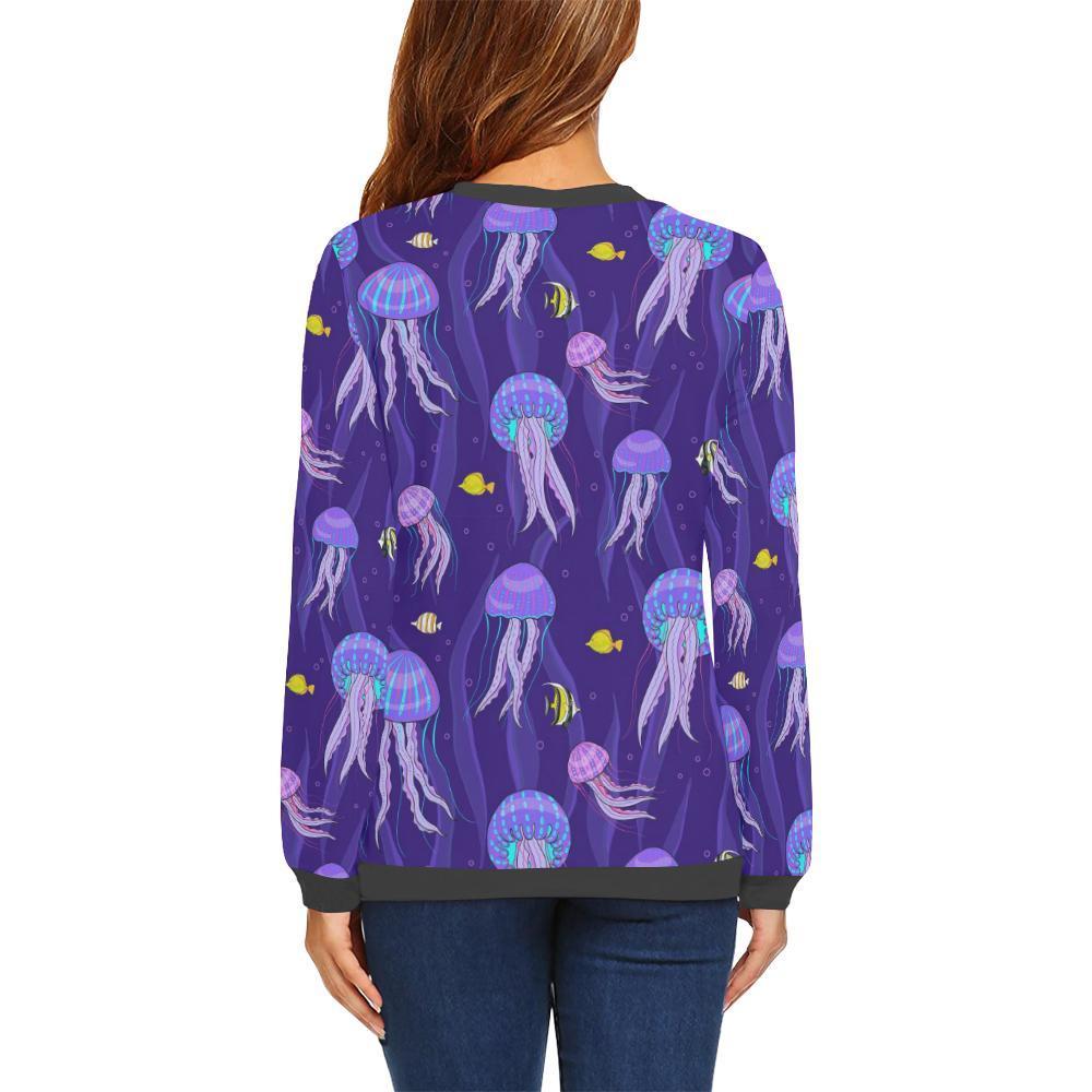 Jellyfish Cartoon Print Pattern Women's Sweatshirt-grizzshop