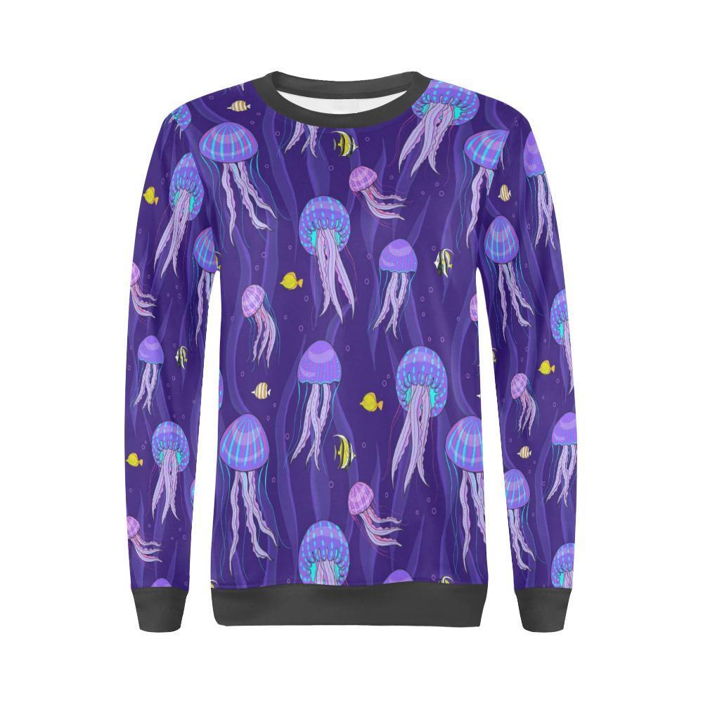 Jellyfish Cartoon Print Pattern Women's Sweatshirt-grizzshop