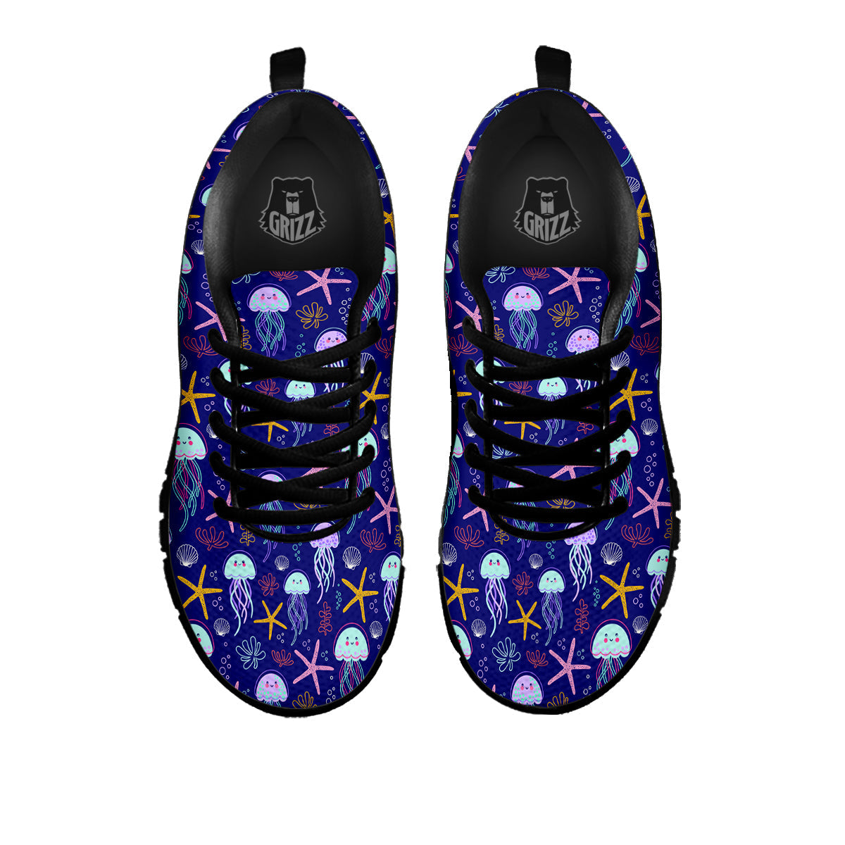 Jellyfish Cute Print Pattern Black Sneaker-grizzshop