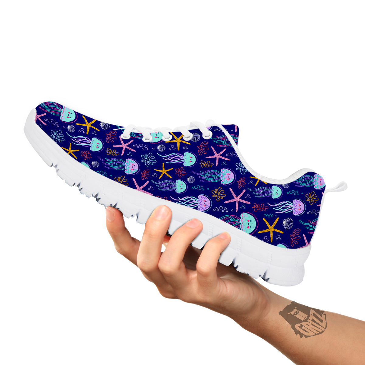 Jellyfish Cute Print Pattern White Sneaker-grizzshop
