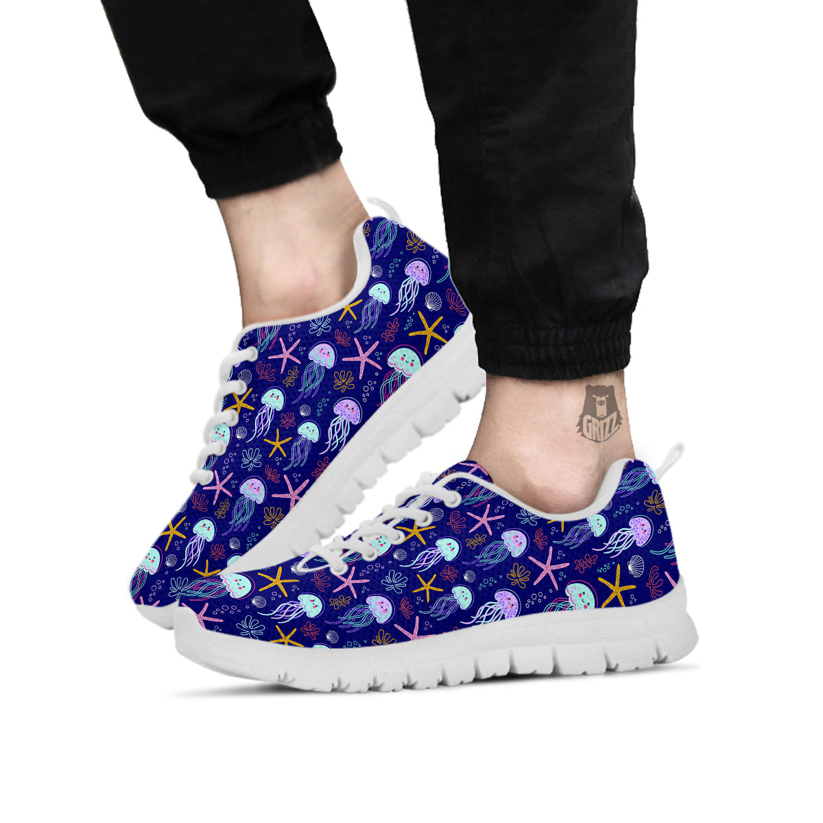 Jellyfish Cute Print Pattern White Sneaker-grizzshop