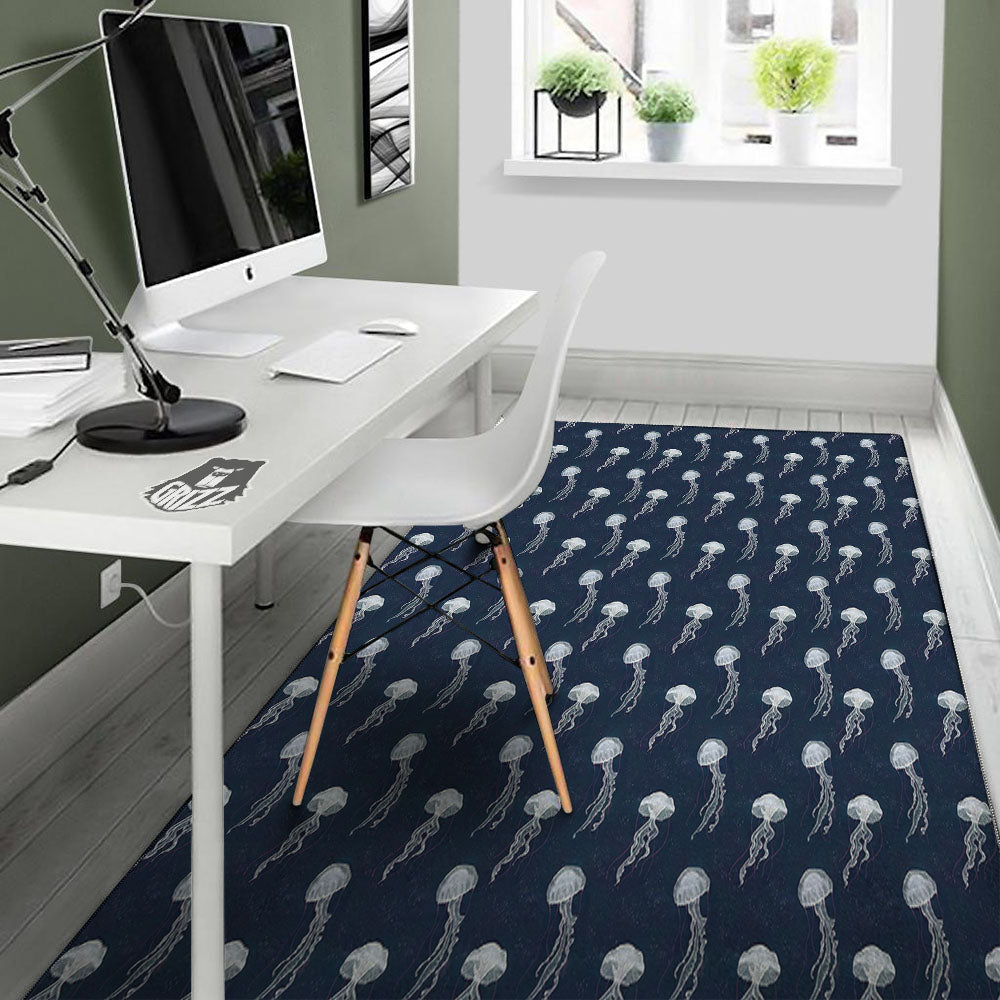 Jellyfish Fish Print Pattern Floor Mat-grizzshop