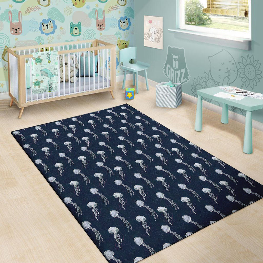 Jellyfish Fish Print Pattern Floor Mat-grizzshop