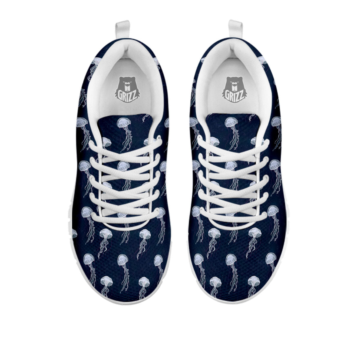 Jellyfish Fish Print Pattern White Sneaker-grizzshop