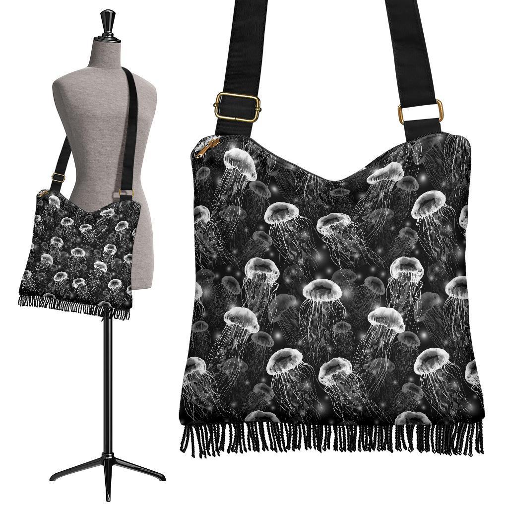 Jellyfish Pattern Print Crossbody Bags-grizzshop