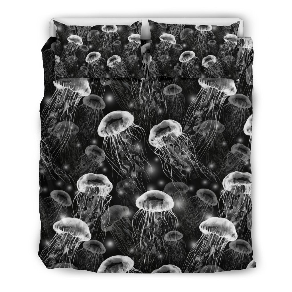 Jellyfish Pattern Print Duvet Cover Bedding Set-grizzshop