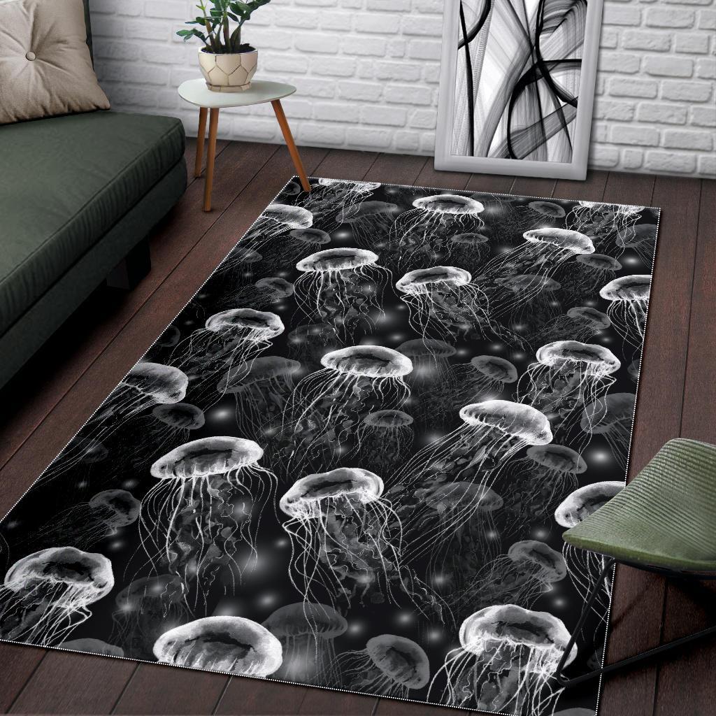 Jellyfish Pattern Print Floor Mat-grizzshop