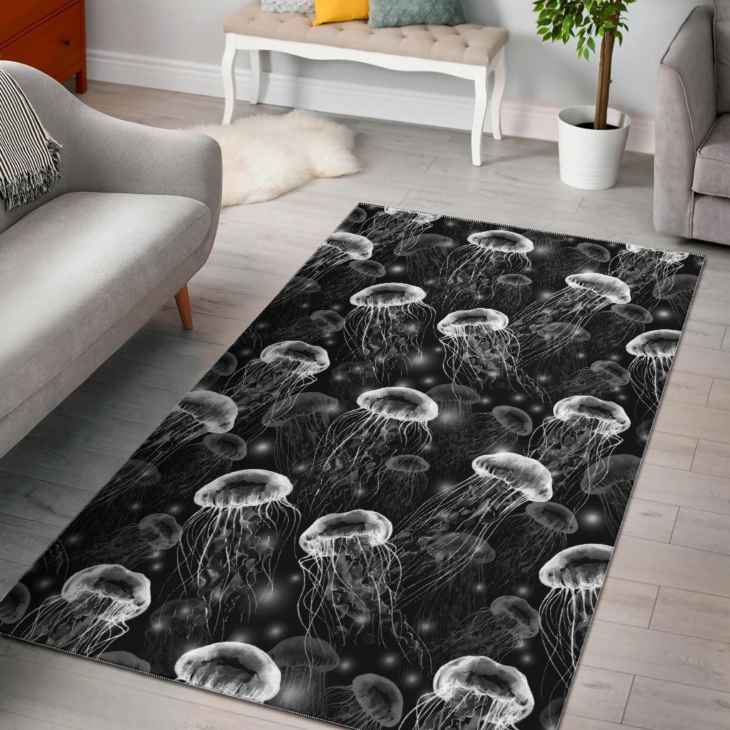 Jellyfish Pattern Print Floor Mat-grizzshop