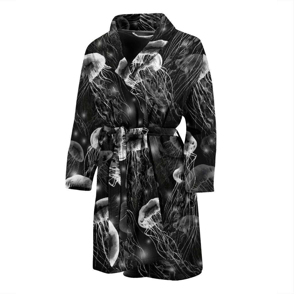 Jellyfish Pattern Print Men Long Robe-grizzshop