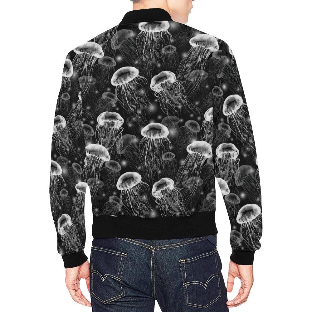 Jellyfish Pattern Print Men's Bomber Jacket-grizzshop