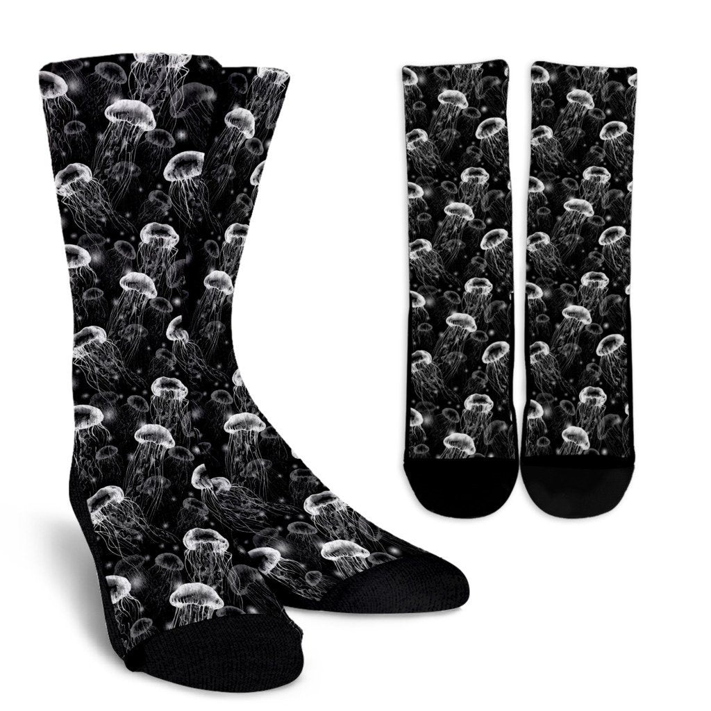 Jellyfish Pattern Print Unisex Crew Socks-grizzshop