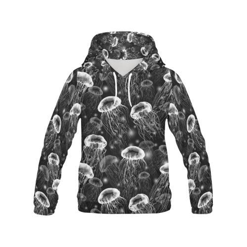 Jellyfish Pattern Print Women Pullover Hoodie-grizzshop