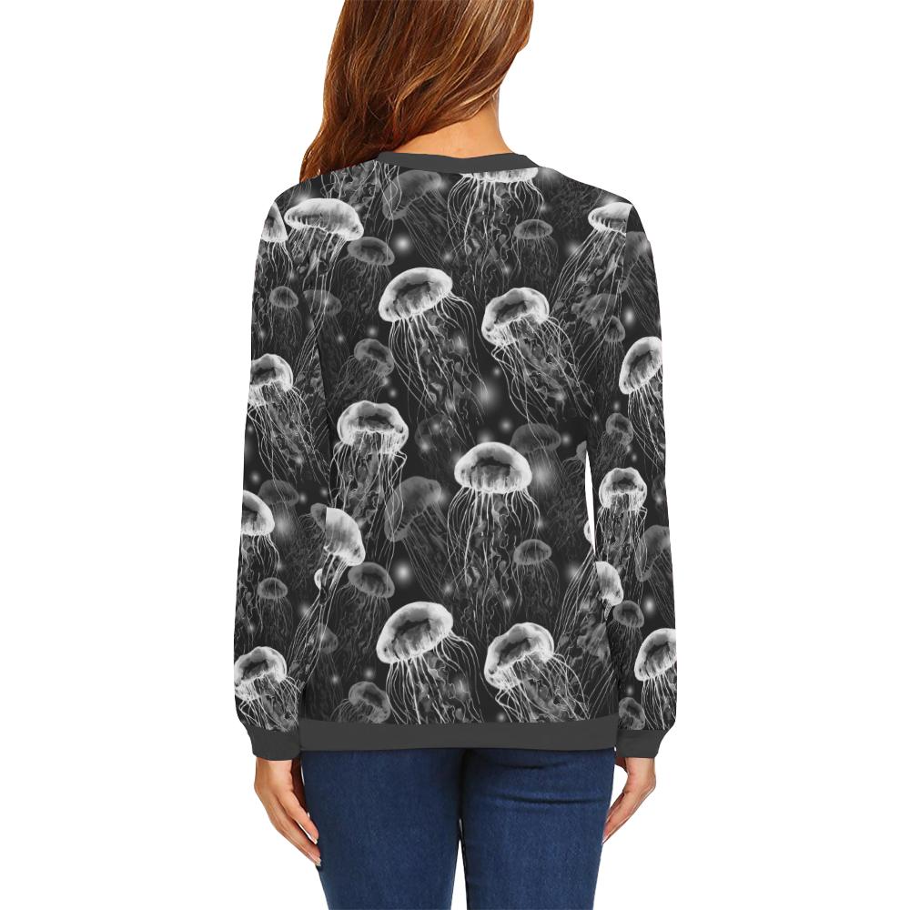 Jellyfish Pattern Print Women's Sweatshirt-grizzshop