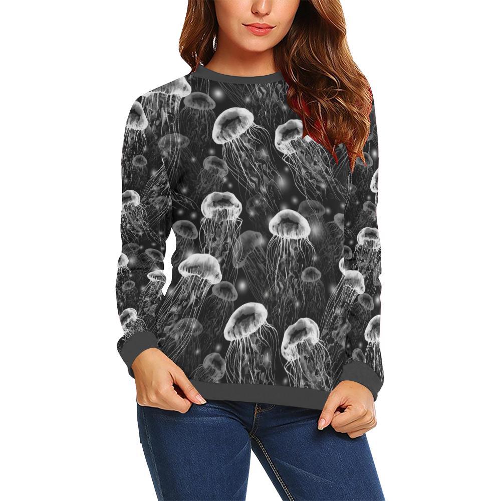 Jellyfish Pattern Print Women's Sweatshirt-grizzshop