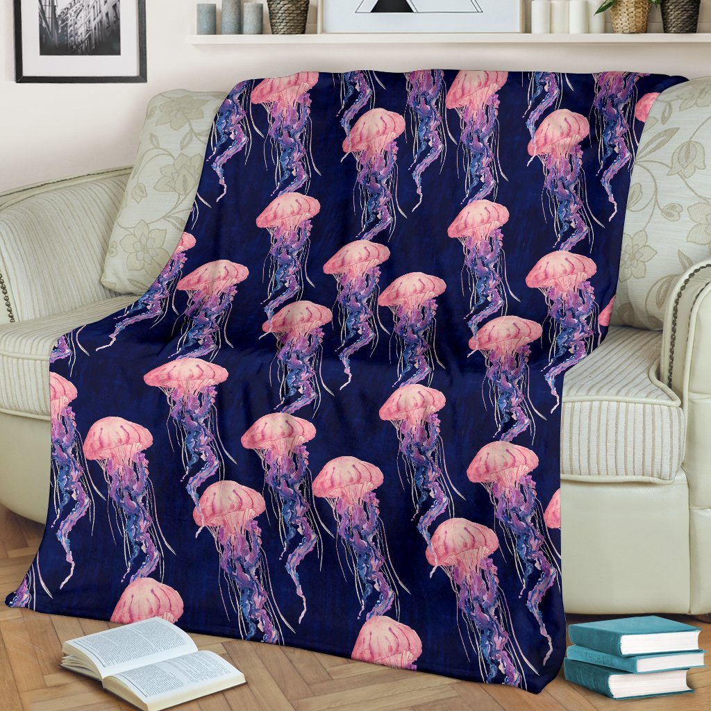 Jellyfish Print Pattern Blanket-grizzshop