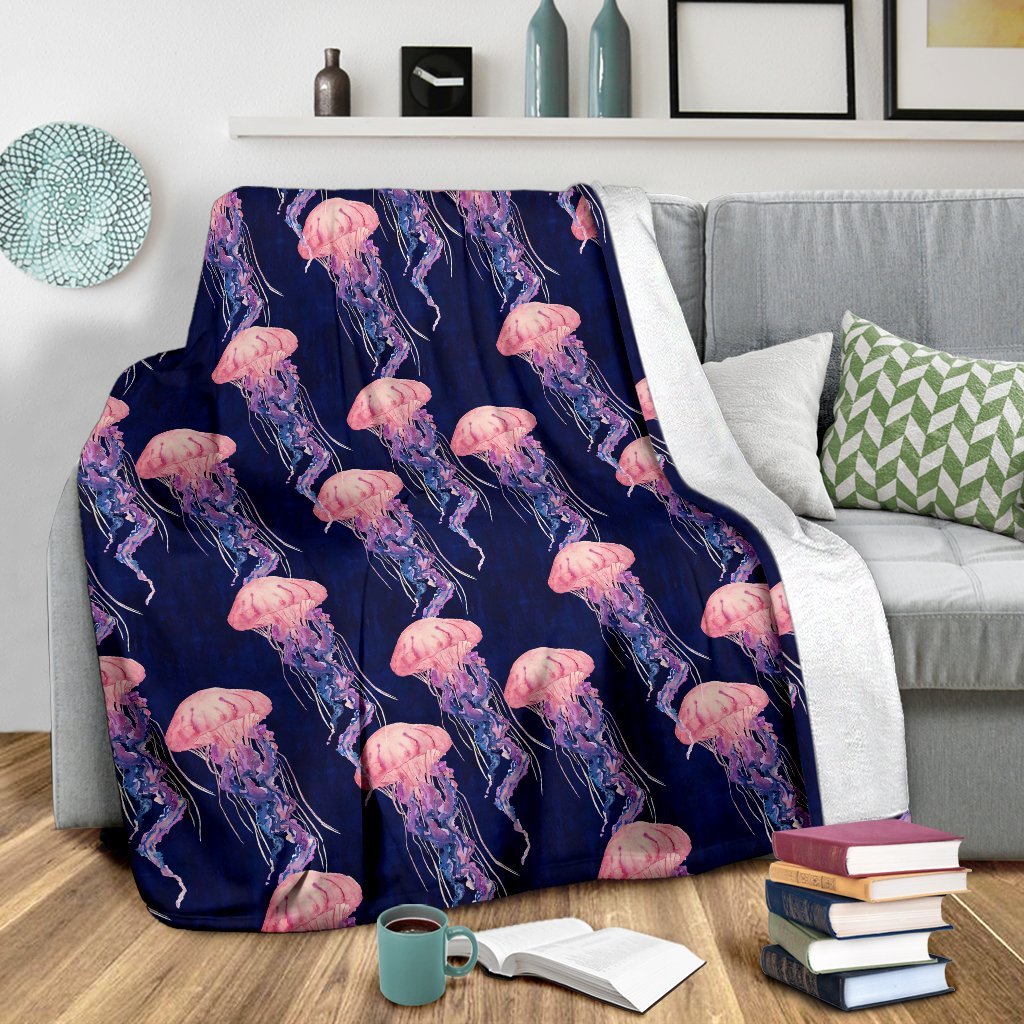 Jellyfish Print Pattern Blanket-grizzshop