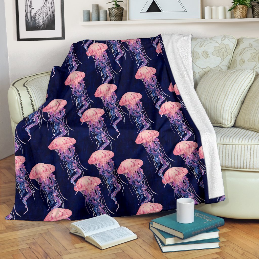 Jellyfish Print Pattern Blanket-grizzshop