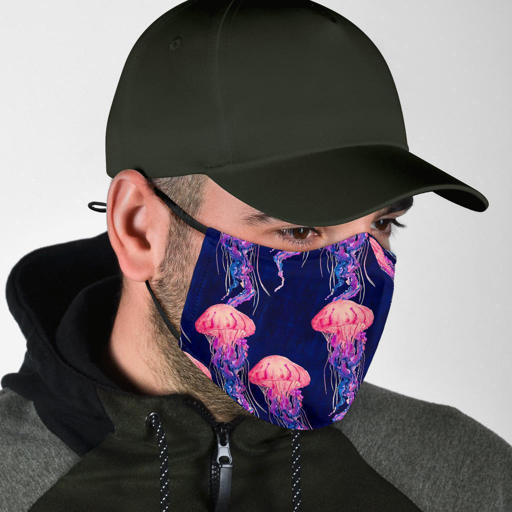 Jellyfish Print Pattern Face Mask-grizzshop