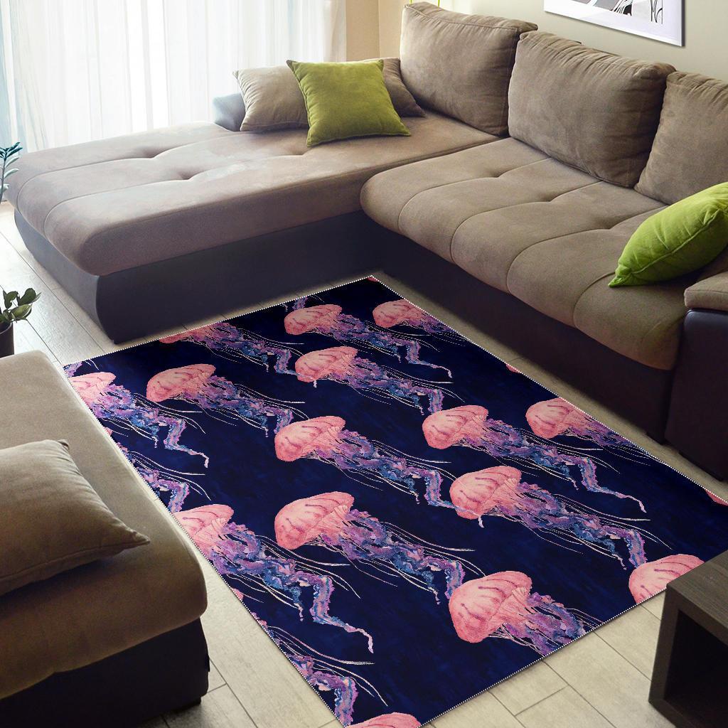 Jellyfish Print Pattern Floor Mat-grizzshop