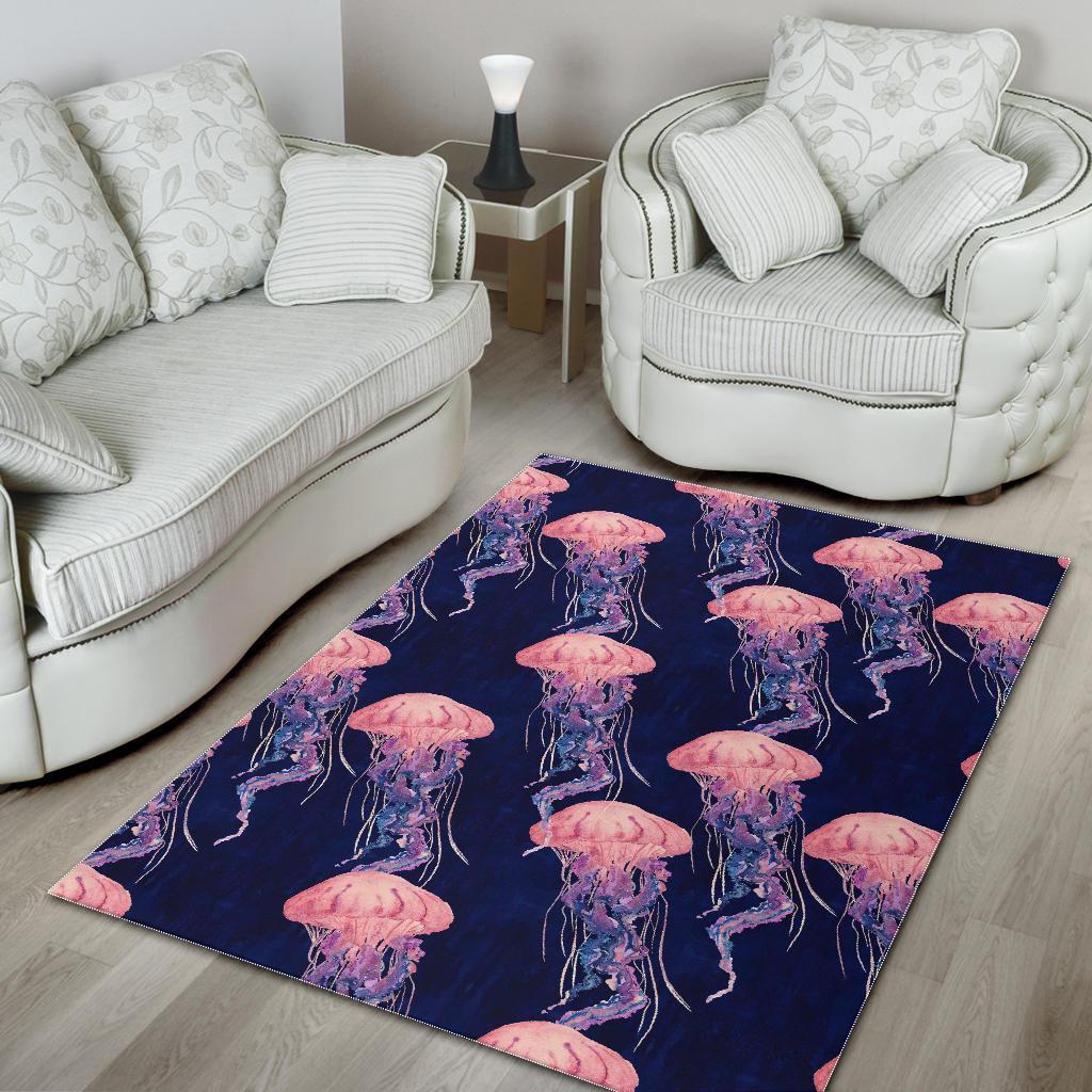 Jellyfish Print Pattern Floor Mat-grizzshop