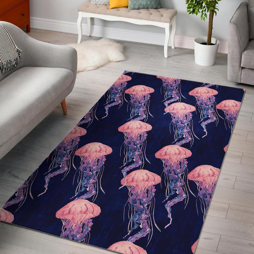 Jellyfish Print Pattern Floor Mat-grizzshop