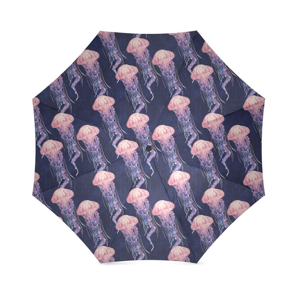 Jellyfish Print Pattern Foldable Umbrella-grizzshop