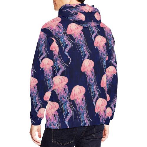 Jellyfish Print Pattern Men Pullover Hoodie-grizzshop