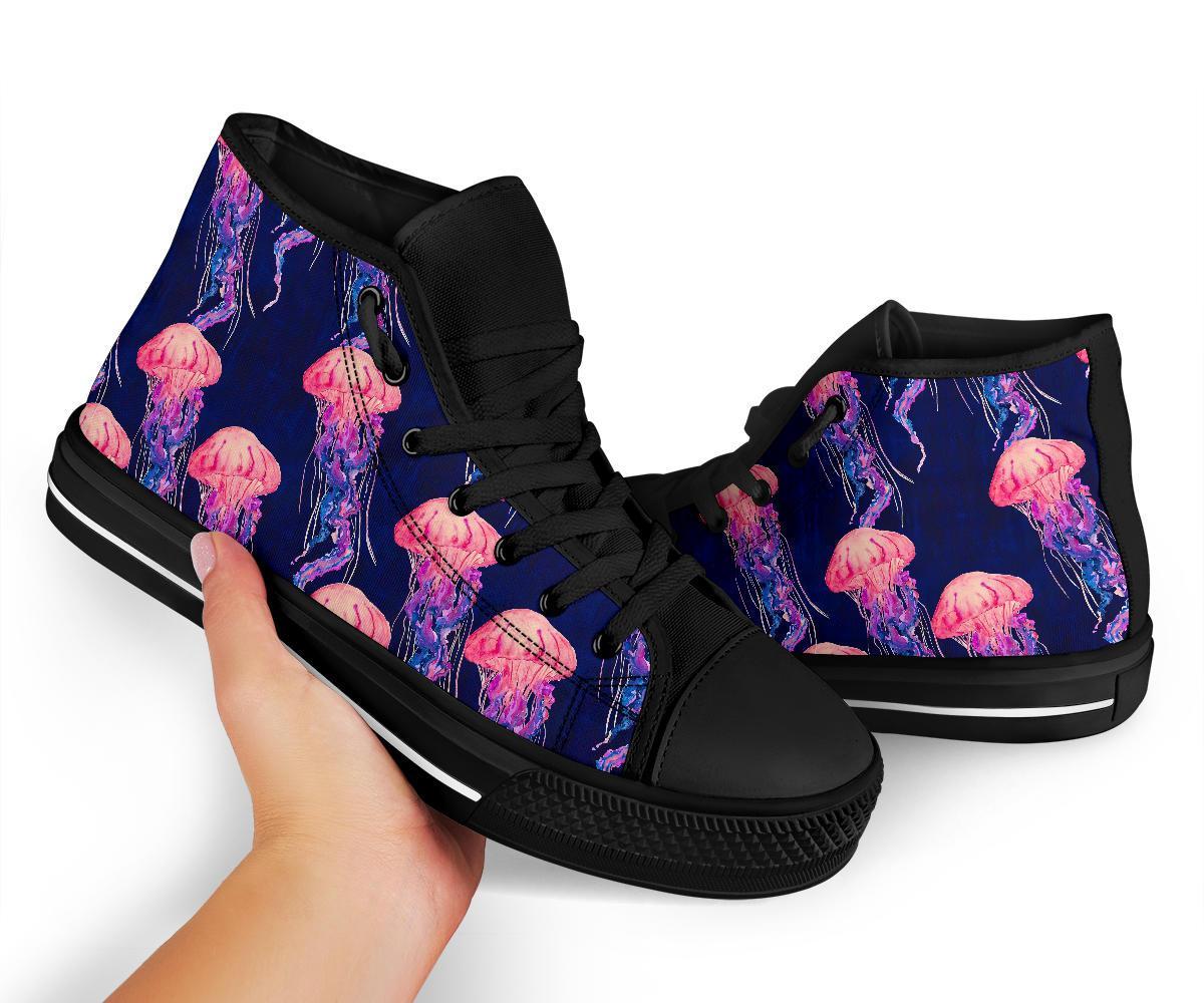 Jellyfish Print Pattern Men Women's High Top Shoes-grizzshop