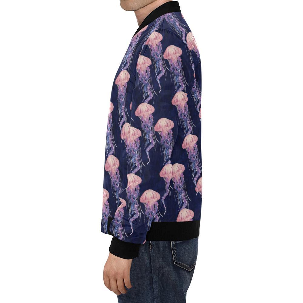 Jellyfish Print Pattern Men's Bomber Jacket-grizzshop