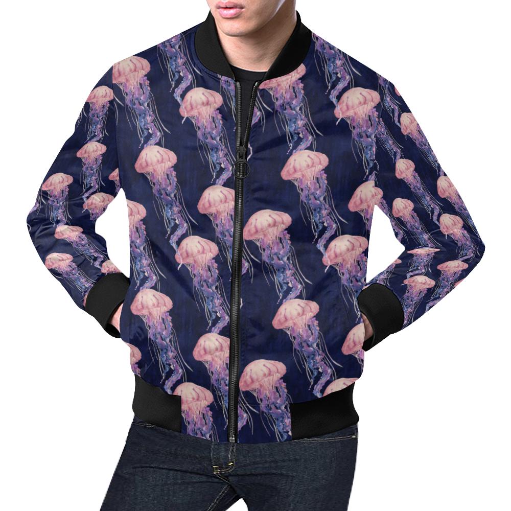 Jellyfish Print Pattern Men's Bomber Jacket-grizzshop