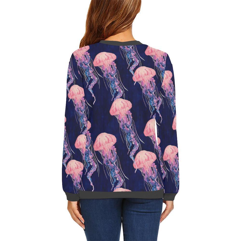 Jellyfish Print Pattern Women's Sweatshirt-grizzshop