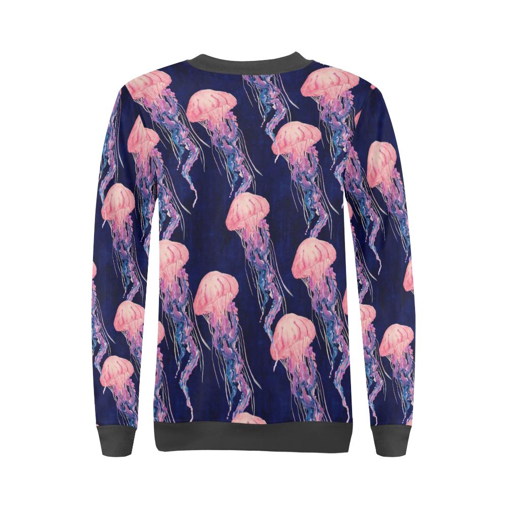 Jellyfish Print Pattern Women's Sweatshirt-grizzshop