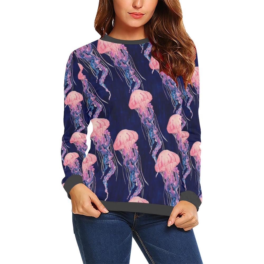 Jellyfish Print Pattern Women's Sweatshirt-grizzshop