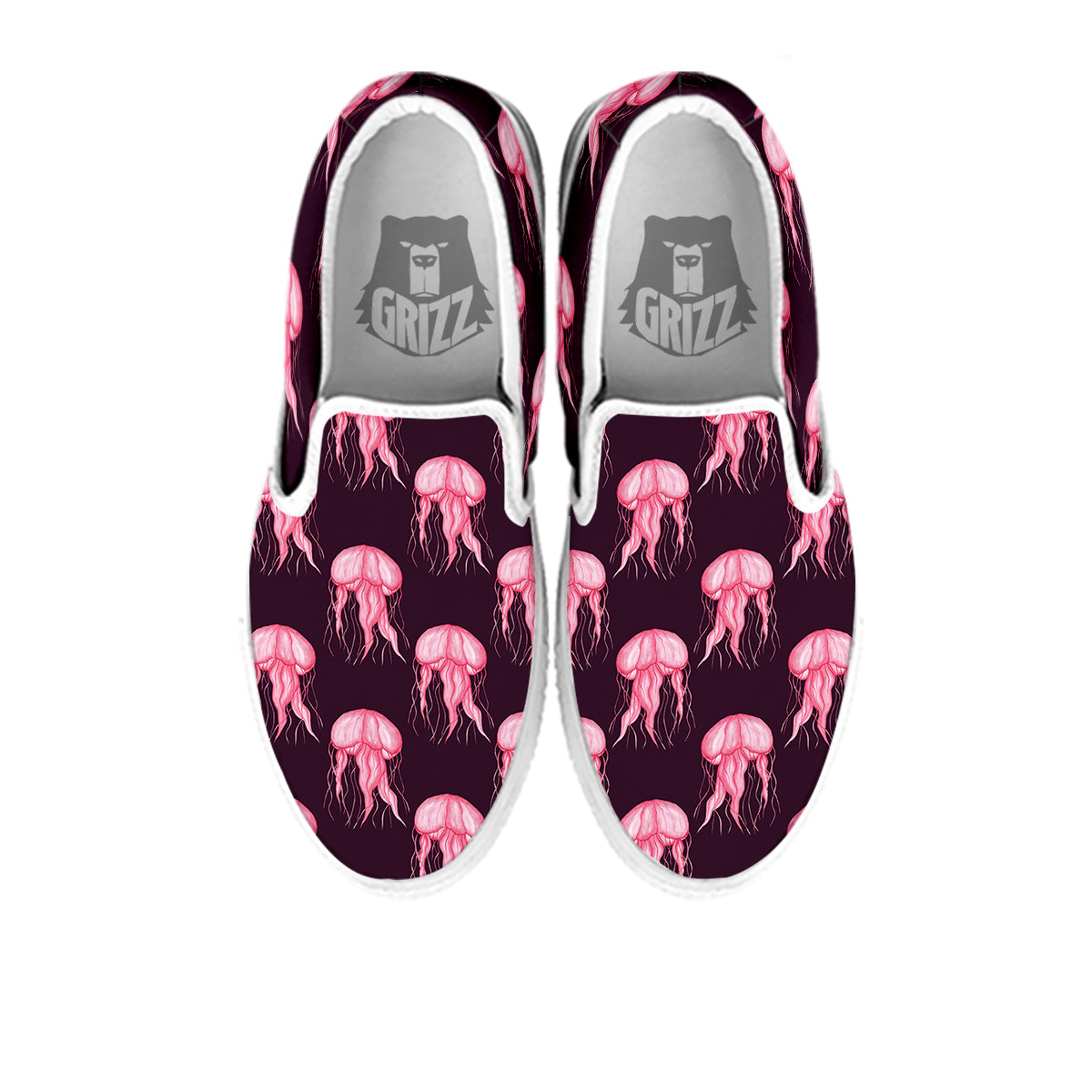 Jellyfish Watercolor Print Pattern White Slip On Shoes-grizzshop