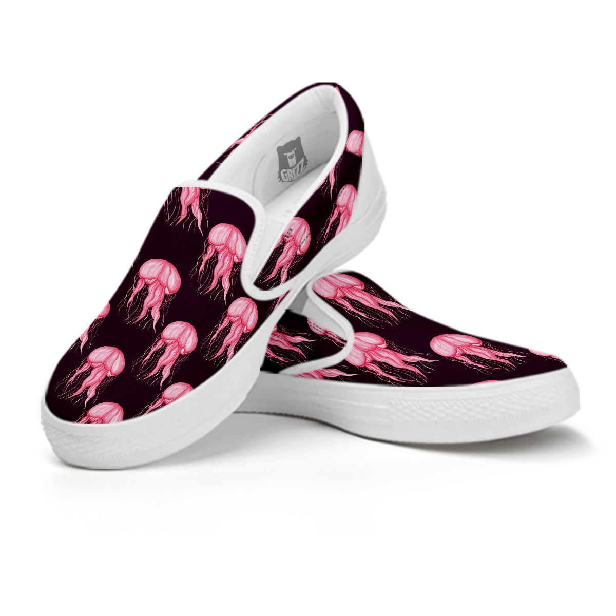 Jellyfish Watercolor Print Pattern White Slip On Shoes-grizzshop